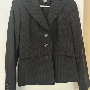 Ann Taylor Charcoal Pinstripe Blazer and Skirt Suit